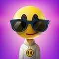 Smiling face with sunglasses emoji design. Funny cartoon-styled emoticon character, vector. New NFT collection