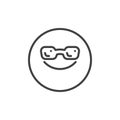 Smiling face with sunglasses emoticon line icon