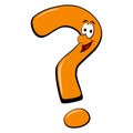 Smiling faced cartoon question mark. Royalty Free Stock Photo