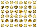 Smiling faces icons set line color vector Royalty Free Stock Photo