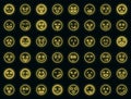 Smiling faces icons set vector neon Royalty Free Stock Photo