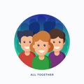 Smiling Faces People Crowd Vector Flat Style Illustration Background. All Together Collaboration Community Concept Icon