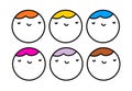 Smiling faces set hand drawn vector logotypes icon in cartoon doodle style vibrant hair