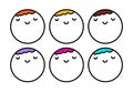 Smiling faces set hand drawn vector logotypes icon in cartoon doodle style vibrant hair