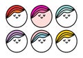 Smiling faces set hand drawn vector logotypes icon in cartoon doodle style vibrant hair