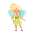 Smiling Fairy or Pixie with Wings Standing Vector Illustration