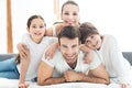 Smiling family in bed Royalty Free Stock Photo