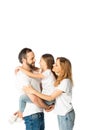 Smiling family in white t-shirts Royalty Free Stock Photo