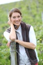 Smiling farmer woman in the vineyards Royalty Free Stock Photo