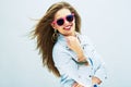 Smiling fashion model in funky style Royalty Free Stock Photo