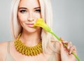 Smiling Fashion Model Woman with Makeup,Blonde Hair Royalty Free Stock Photo