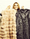 Smiling fashionable woman in fur Royalty Free Stock Photo