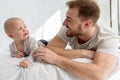 smiling father with little baby boy Royalty Free Stock Photo