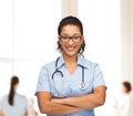 Smiling female african american doctor or nurse Royalty Free Stock Photo