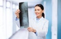 Smiling female doctor looking at x-ray Royalty Free Stock Photo