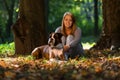 Smiling Female And Her Dog Royalty Free Stock Photo