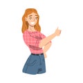 Smiling Female Showing Thumb Up Gesture as Approval or Agreement Sign Vector Illustration Royalty Free Stock Photo