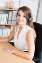 Female woman customer service agent wearing headset Royalty Free Stock Photo