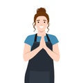 Smiling Female Worker Greeting with Thankful Gesture Royalty Free Stock Photo