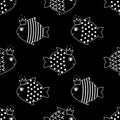 Smiling fish seamless pattern for kids holidays.
