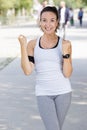 smiling fit woman outside Royalty Free Stock Photo