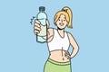 Smiling fit woman recommend water drinking