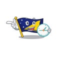 Smiling flag tokelau Scroll cartoon character style with clock Royalty Free Stock Photo