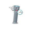 Smiling flashlight Scroll cartoon character style with clock Royalty Free Stock Photo