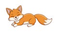 Smiling Fox Cartoon Vector Illustration in Sitting Pose, vector design Generative AI Royalty Free Stock Photo