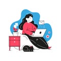 Smiling freelancer business woman working remotely on laptop send or receive email vector flat