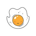 Smiling frying egg character funny face positive emotion pop art t shirt print vector cartoon Royalty Free Stock Photo