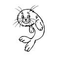 Smiling fur seal in cartoon style. Vector sketch illustration. Royalty Free Stock Photo