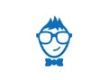 Smiling geek face wearing glasses and tie logo