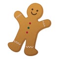 Smiling gingerbread man cookie isolated