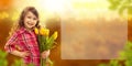 Smiling girl with big bouquet of flowers Royalty Free Stock Photo