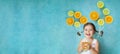 Smiling girl drinks fresh orange juice Royalty Free Stock Photo