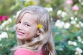 Smiling girl with flower in hair Royalty Free Stock Photo