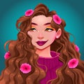 Smiling girl with flowers in her hair