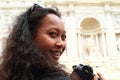 Smiling girl by Fontana di Trevi