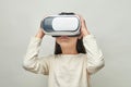 Smiling girl with glasses of virtual reality Royalty Free Stock Photo