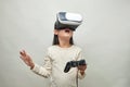 Smiling girl with glasses of virtual reality Royalty Free Stock Photo