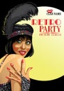 Smiling girl with hand.Retro party.Design Template