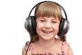 The smiling girl in the headphones