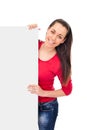Smiling girl holding blank board Royalty Free Stock Photo
