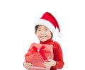 Smiling girl holding christmas gift Royalty Free Stock Photo