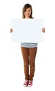 Smiling girl holding empty white board Royalty Free Stock Photo