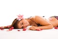 Smiling Girl in Petals Royalty Free Stock Photo