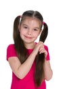 Smiling girl with pigtails