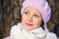 Smiling girl in pink beret Royalty Free Stock Photo