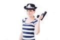 Smiling girl posing as policewoman Royalty Free Stock Photo